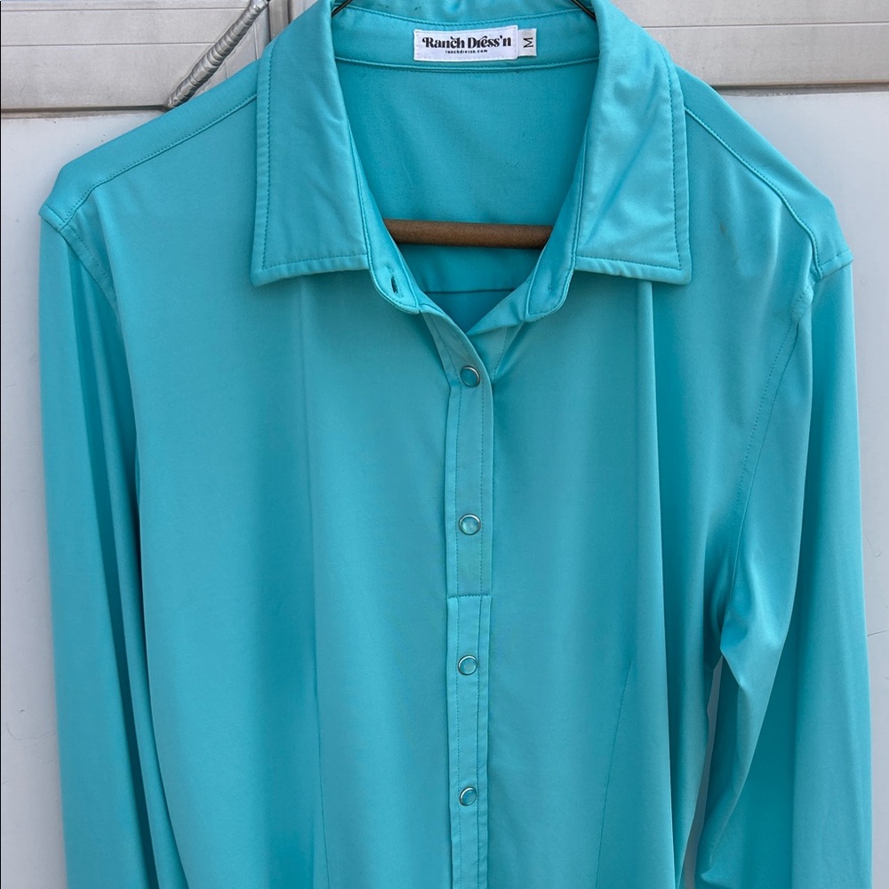 Ranch Dress’n Turquoise Pearl Snap Western Rodeo Shirt